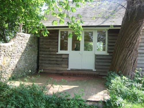 Virginia Woolf's writing room in the garden at Monks House, Lewes, East Sussex
