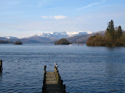 Windermere from Bowness Bay winter afternoon.