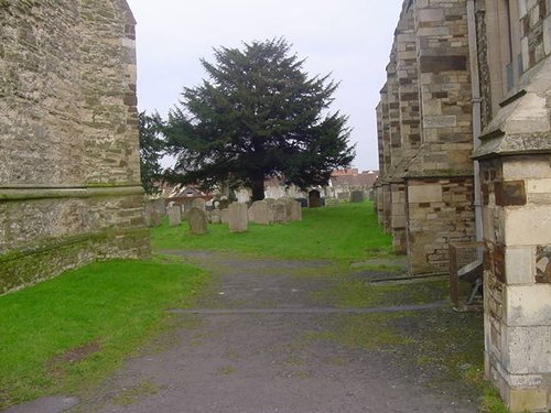 Elstow Church taken between the clock/bell tower and church itself.
