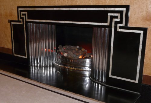 The Art Deco Fireplace in the Dining Room, Eltham Palace, Greater London