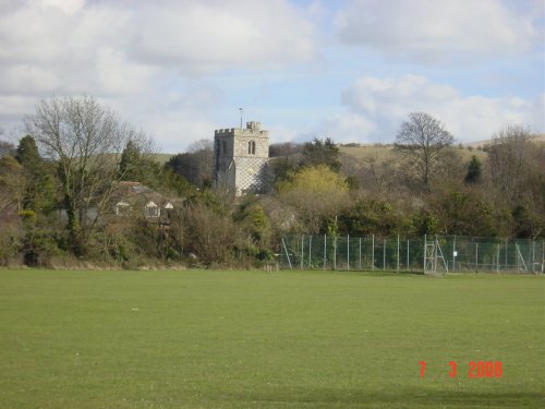 Barton le Clay Recreation Ground with St Nicholas' Church