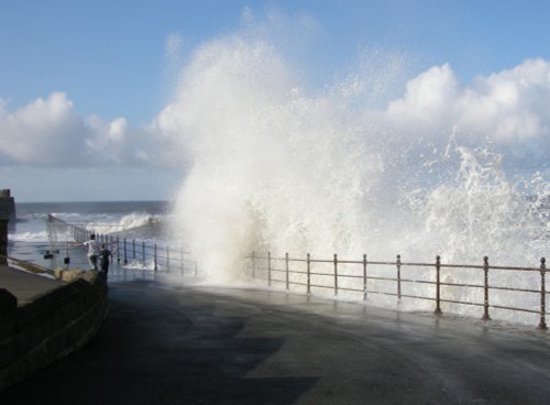Dodging the waves, Hartlepool, County Durham