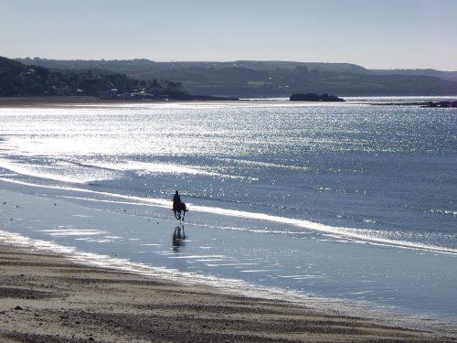 Early morning ride on Marizion beach
