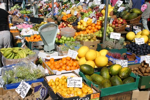 Colourful market stall, Main Street, Keswick