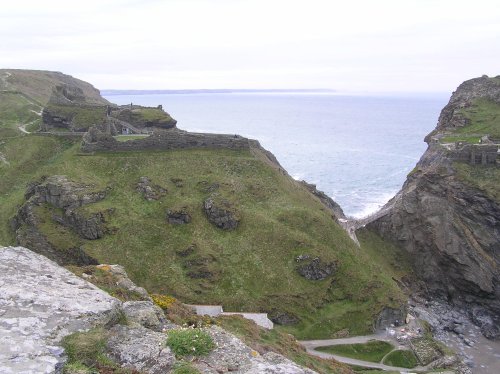 Tintagel Castle is partly on the Island, and partly on the mainland, with a huge drop between the two