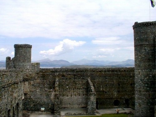 View of Snowdonia Mountain from Harlech Castle