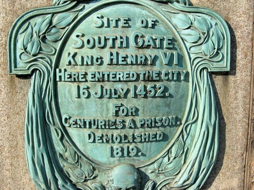 Plaque at South Gate