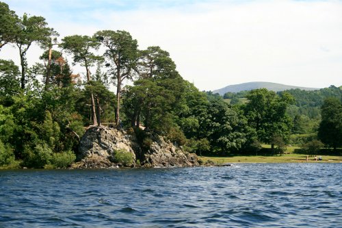 Friars Crag, Derwentwater, a view looking from a pleasure craft.