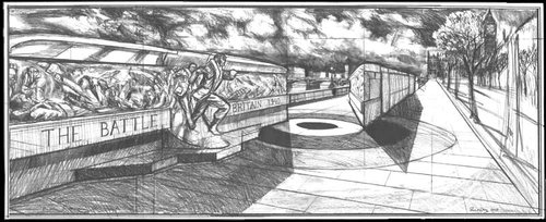 London Battle of Britain Monument relief drawing