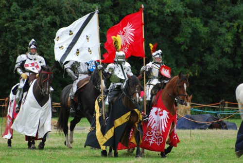 Knights enter the jousting arena