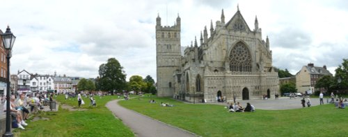 A Panorama Photo of Exeter Cathedral and Close