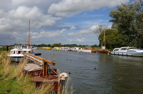 Boats moored on a Broad in Norfolk