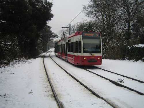 Tram in the Snow.
