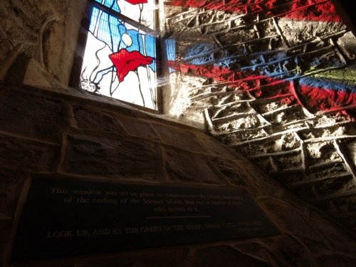 WWII Memorial stained glass, St Giles church, Noke, Oxon.