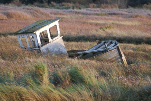 Derelict boat at Thornham Harbour