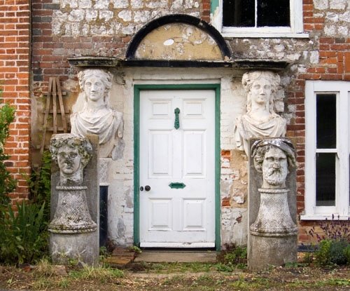 Front door with statuary, Burnham Market, Norfolk