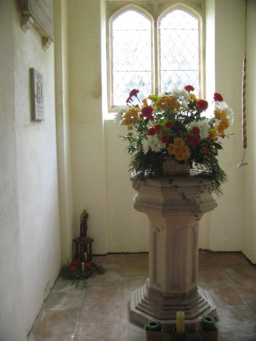 St Stephens Church - Christmas Flowers and Font
