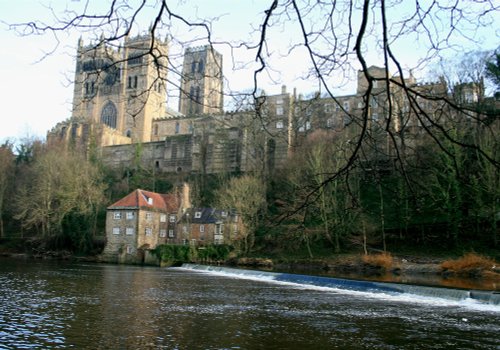 Durham Cathedral and River Wear in January.