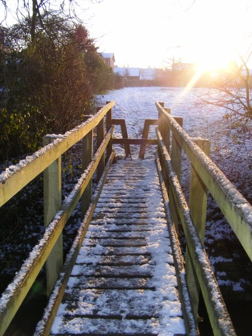 Slippery footbridge