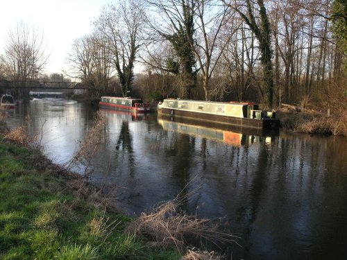 Barges on the Kennet and Avon Canal, early evening in 2007