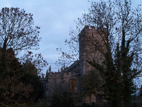 Parish Church in the last rays of the February sun, Hillesden, Bucks.