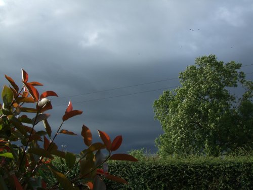 Stormy sky over the village