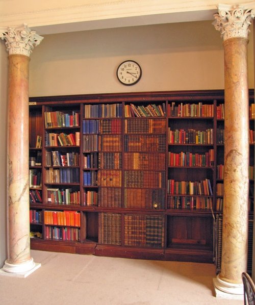 Concealed door in the Library, Cobham Hall, Kent