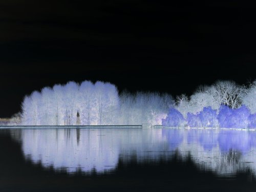 Negative of Clattercote reservoir, near Cropredy, Oxon.