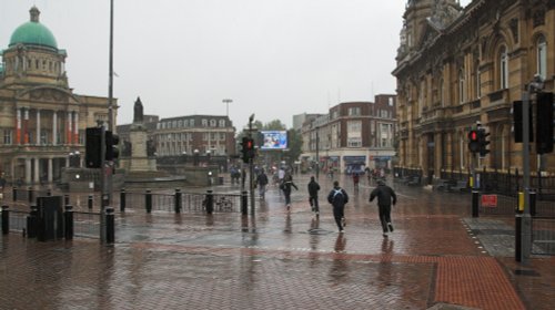 Hull City Centre in the rain