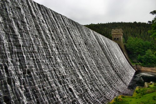 Water overlowing Derwent Dam