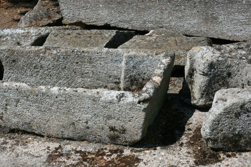 Stone coffins outside the museum