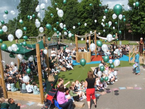 Balloon release, Coteford Infant School playground