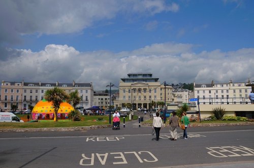 Teignmouth promenade looking across the green towards town centre - June 2009