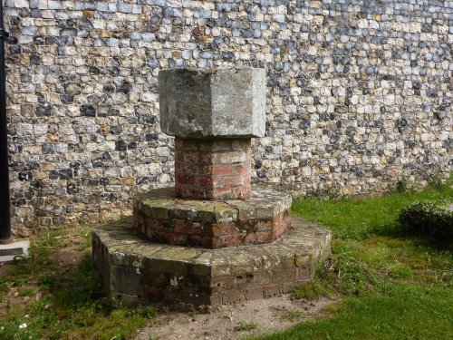 An old font in Blundeston Churchyard which previously belonged to the former nearby Church of Flixton