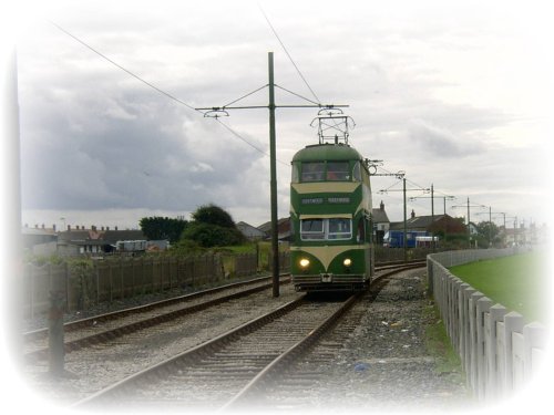 Vintage tram passing through Cleveleys