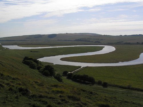 The river winding towards the coast at Cuckmere Haven, Seven Sisters