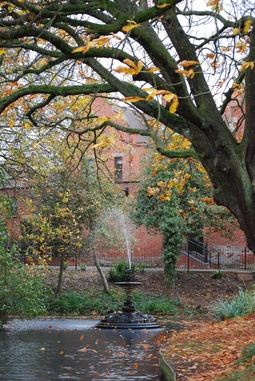 The fountain in autumn at Haden Hill Park
