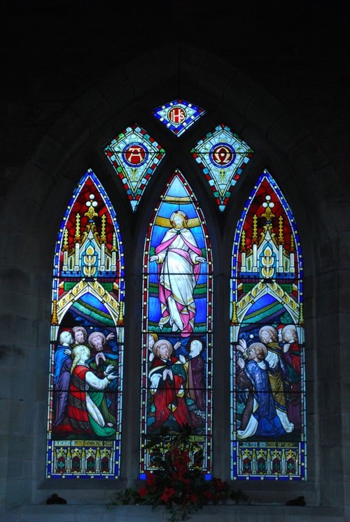 Window in Ribbesford Church at Christmas
