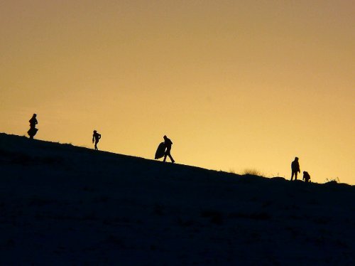 Sledgers on Old John Hill, Bradgate Park