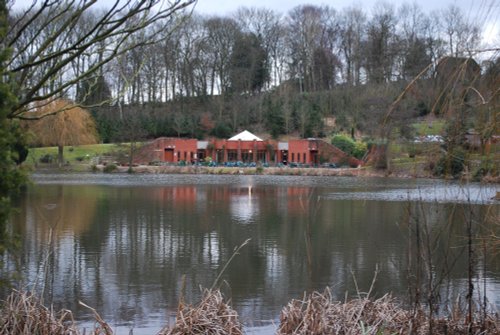 View of the cafe over the pool