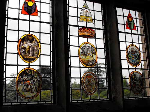 Stained glass on the landing of the main staircase