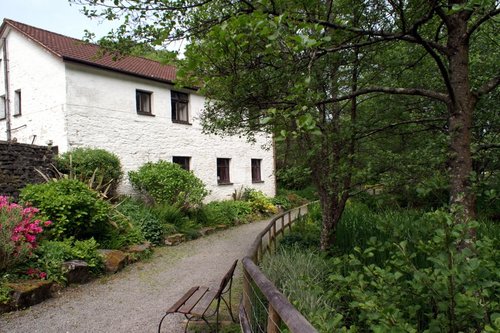 Behind the tearooms.