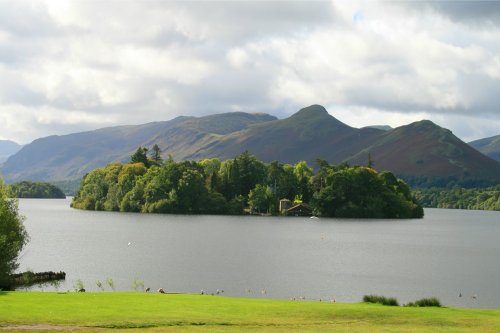 Derwentwater, the island and western fells.
