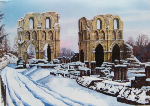 Roche Abbey in snow