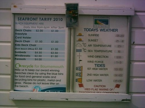 Bournemouth - Vital statistics for a day at the beach !