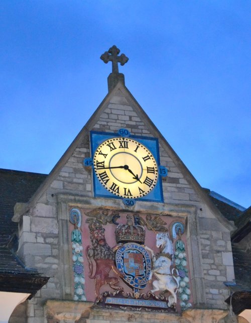 Detail of the clock on the Buttercross