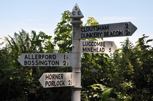 Signpost near Luccombe