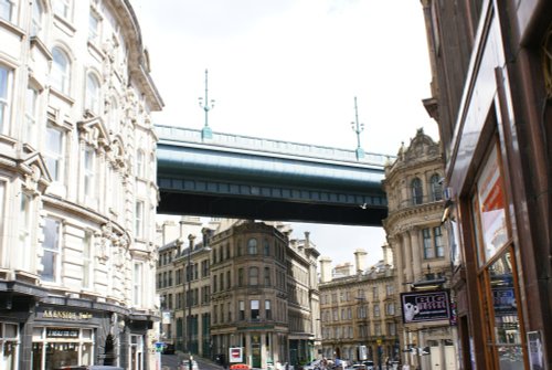 Tyne Bridge crosses the street