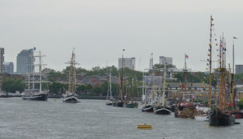 The so-called Avenue of Sail assembled for the Jubilee Pageant near Tower Bridge