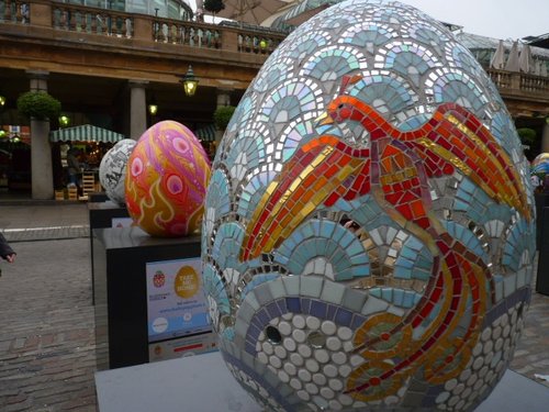 One of a display of painted eggs at Covent Garden, Easter 2012